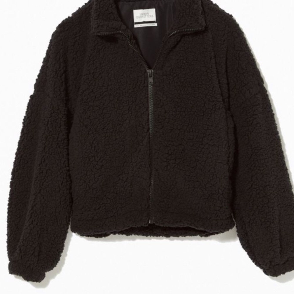 UO willow fuzzy drawstring teddy jacket